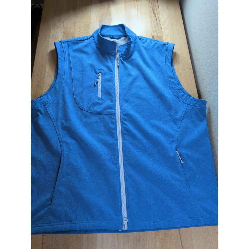 Johnnie-O Vest Men XL Golf Knockdown Full Zip Blue Performance Company Logo